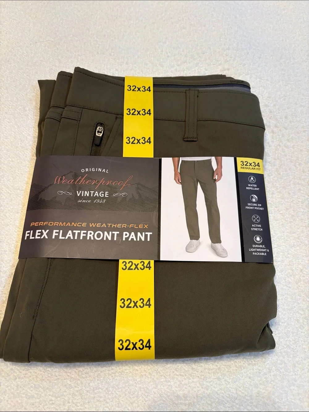 Weatherproof Olive Green Flex Flatfront Chinos